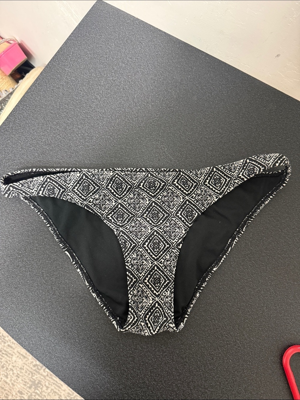 Hollister Black & White Geometric Bikini Bottom